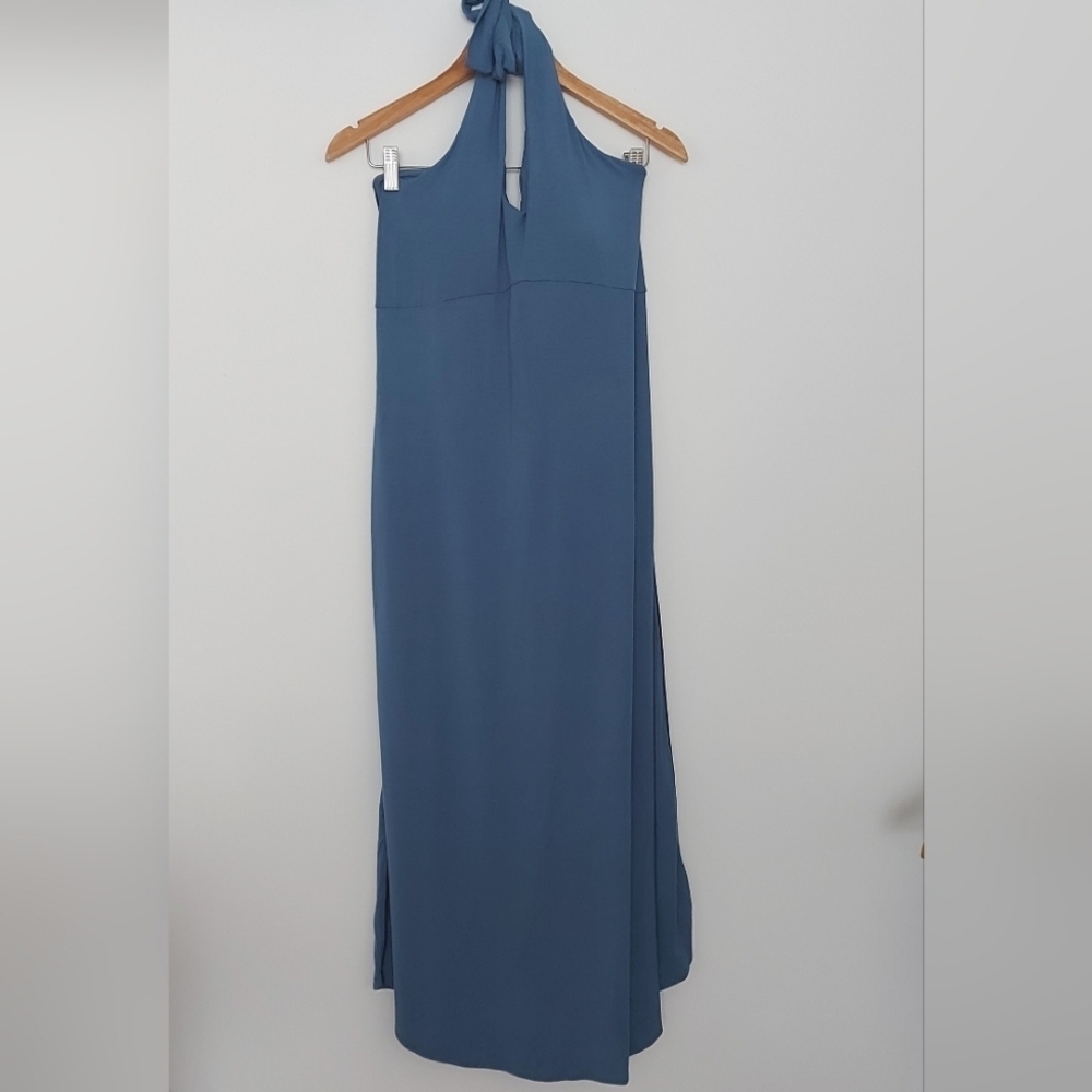 Shebird Harper Halter Dress Padded Cup Elastic Back Maxi Dress Blue Size 4 - Picture 4 of 9